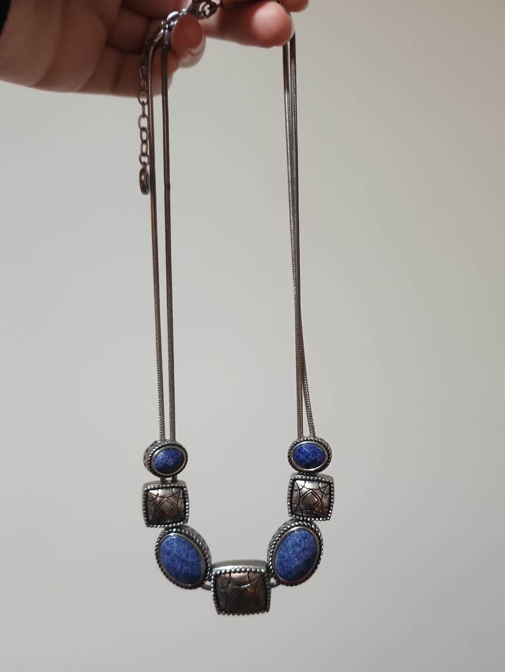 Vintage Napier Faux Lapis and Silvertone Necklace